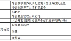 黄星霖离任华富基金旗下2只混基